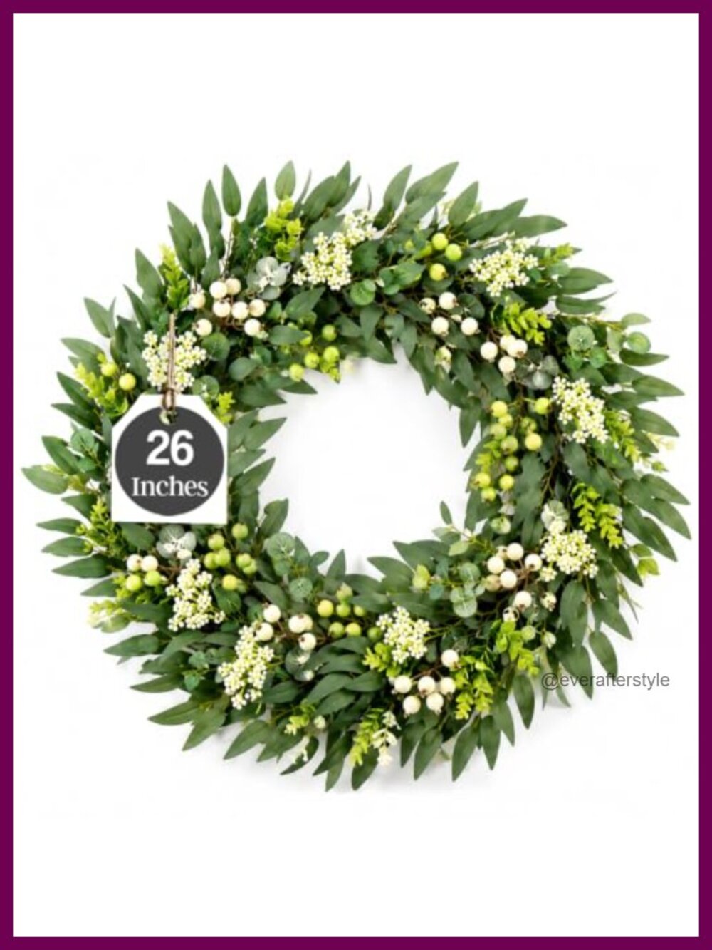 26 Inch Artificial Olive Leaf Wreath Front Door Greenery Decor